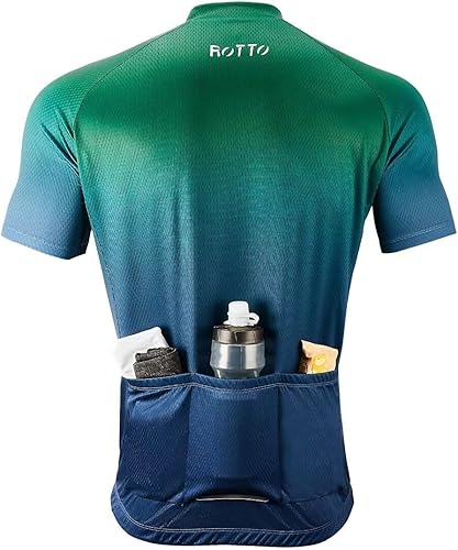 Miniatura 2 de ROTTO Camiseta de ciclismo para hombre, camiseta de manga corta, color degradado