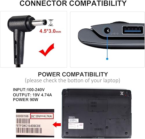 Miniatura 4 de Cargador compatible con 90 W Asus Vivobook 15X 14X 16X 17X K1703Z M1703Q M1603Q D1603Q Y1603C ExpertBook B1500 P2451F P751J Asus Q529Z Q524U Q534U