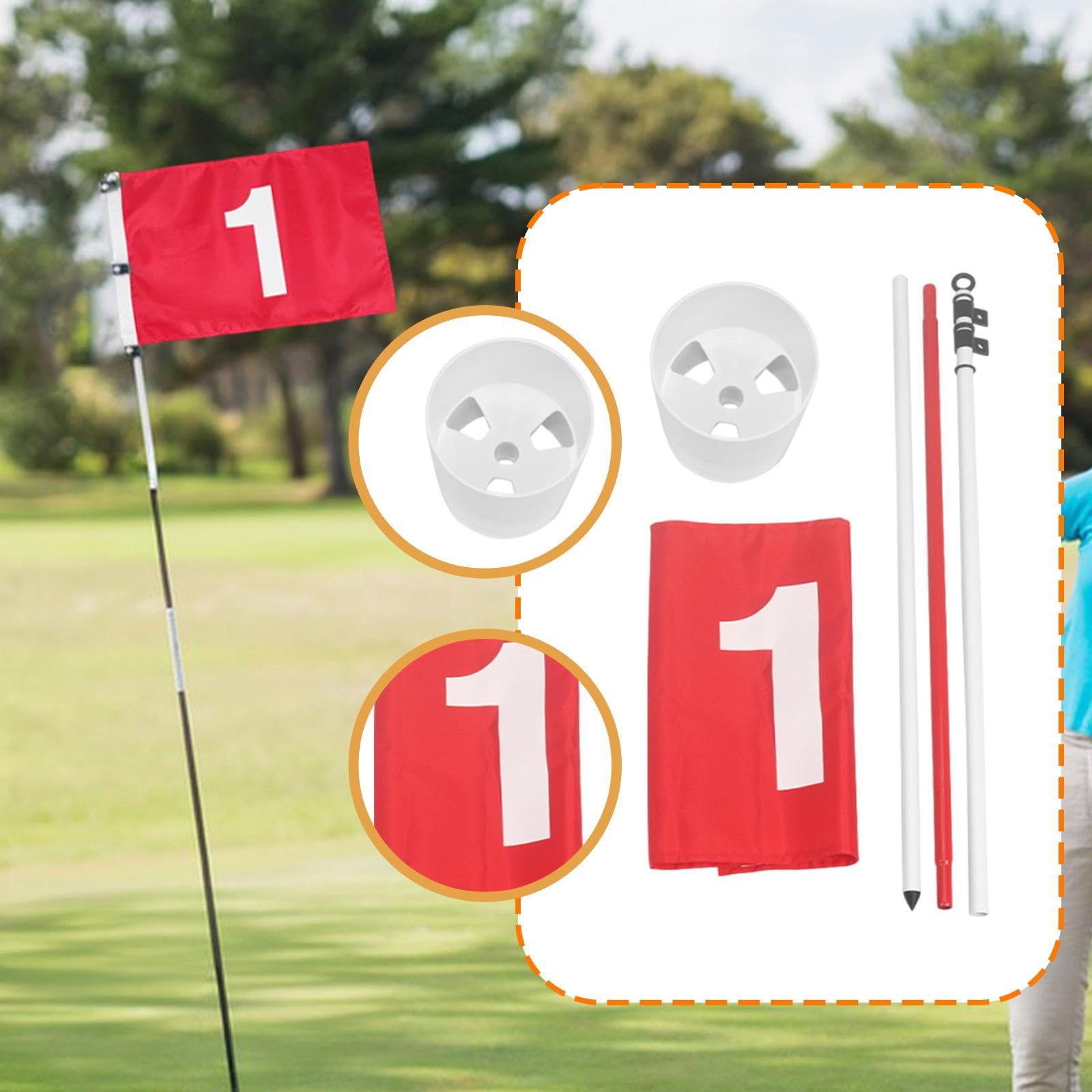 Bandera de Golf con Diseño de 3 Secciones Y Copa de Hoyo, Desmontable para Entrenamiento de Putt, Club, Césped, Patio Al Aire Libre.