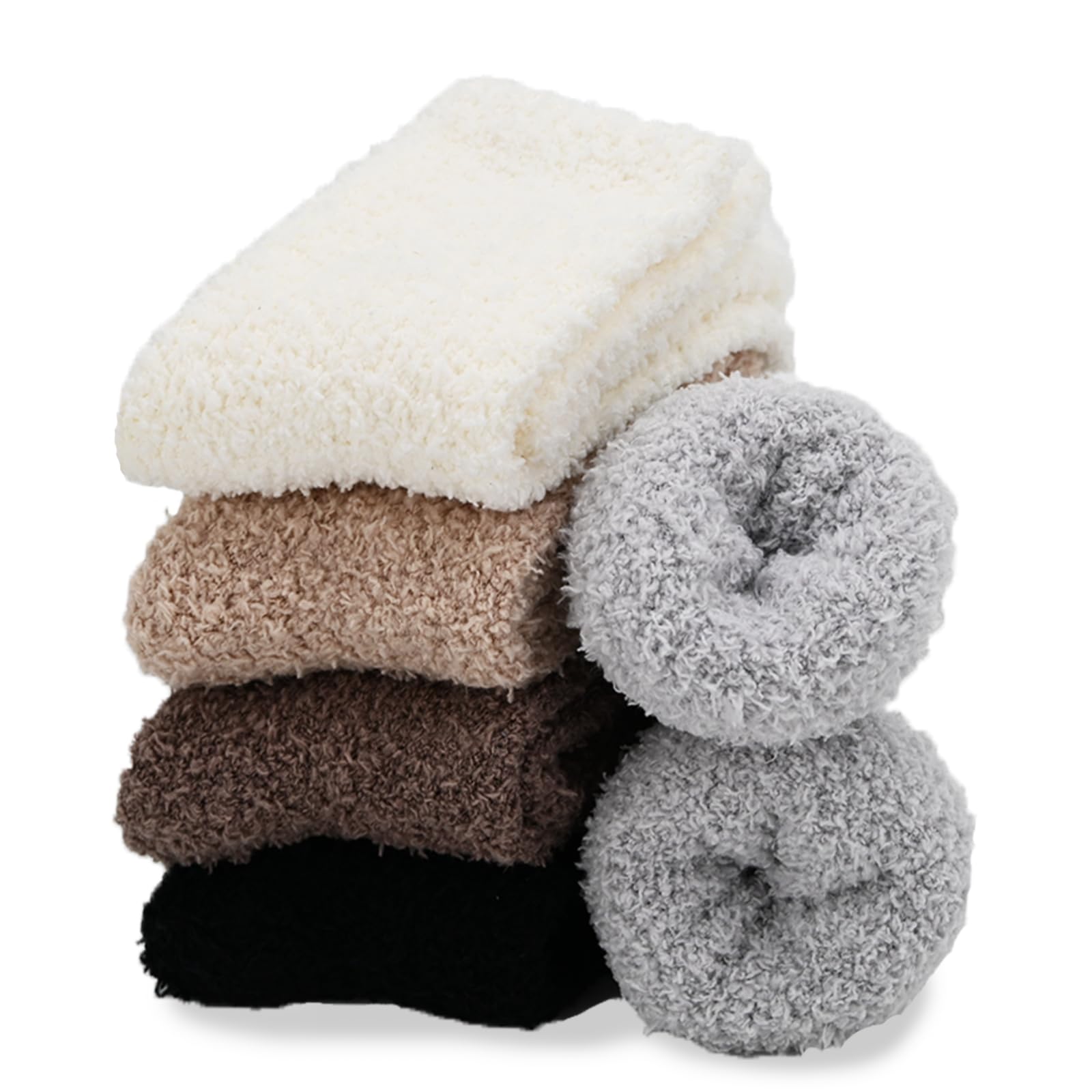 Hocerlu Fluffy Socks for Women and Girls, 5 Pairs Ladies Soft Cosy Warm Thermal Fleece Fuzzy Bed Gift Socks for Winter, UK 4-8