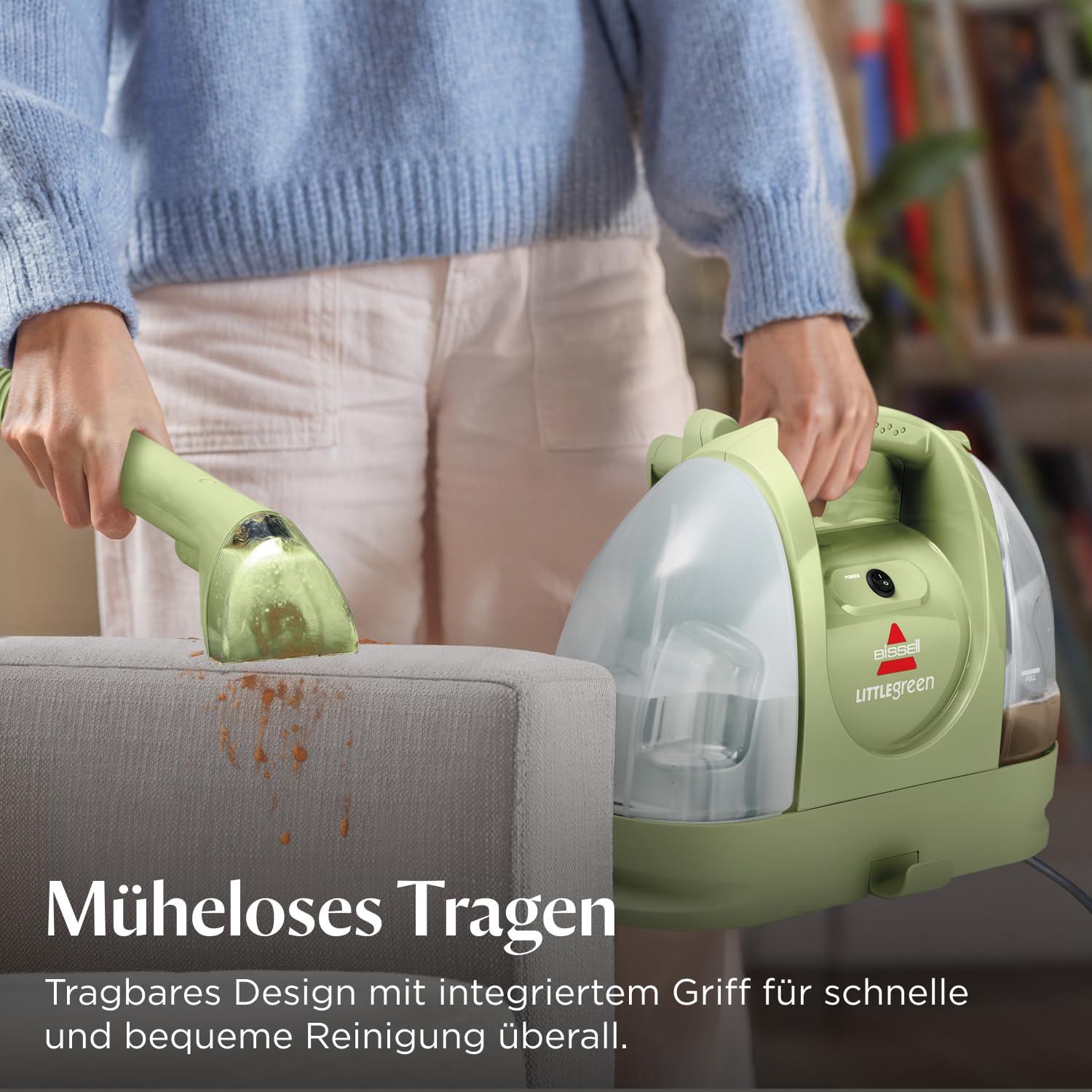 BISSELL Little Green, Polsterreiniger Gerät, Teppichreiniger für Alltägliche Flecken & Verschmutzungen, Waschsauger, Nasssauger für Teppiche, Polster, Auto & Mehr, Leistungsstarker 340W Motor, 4098N