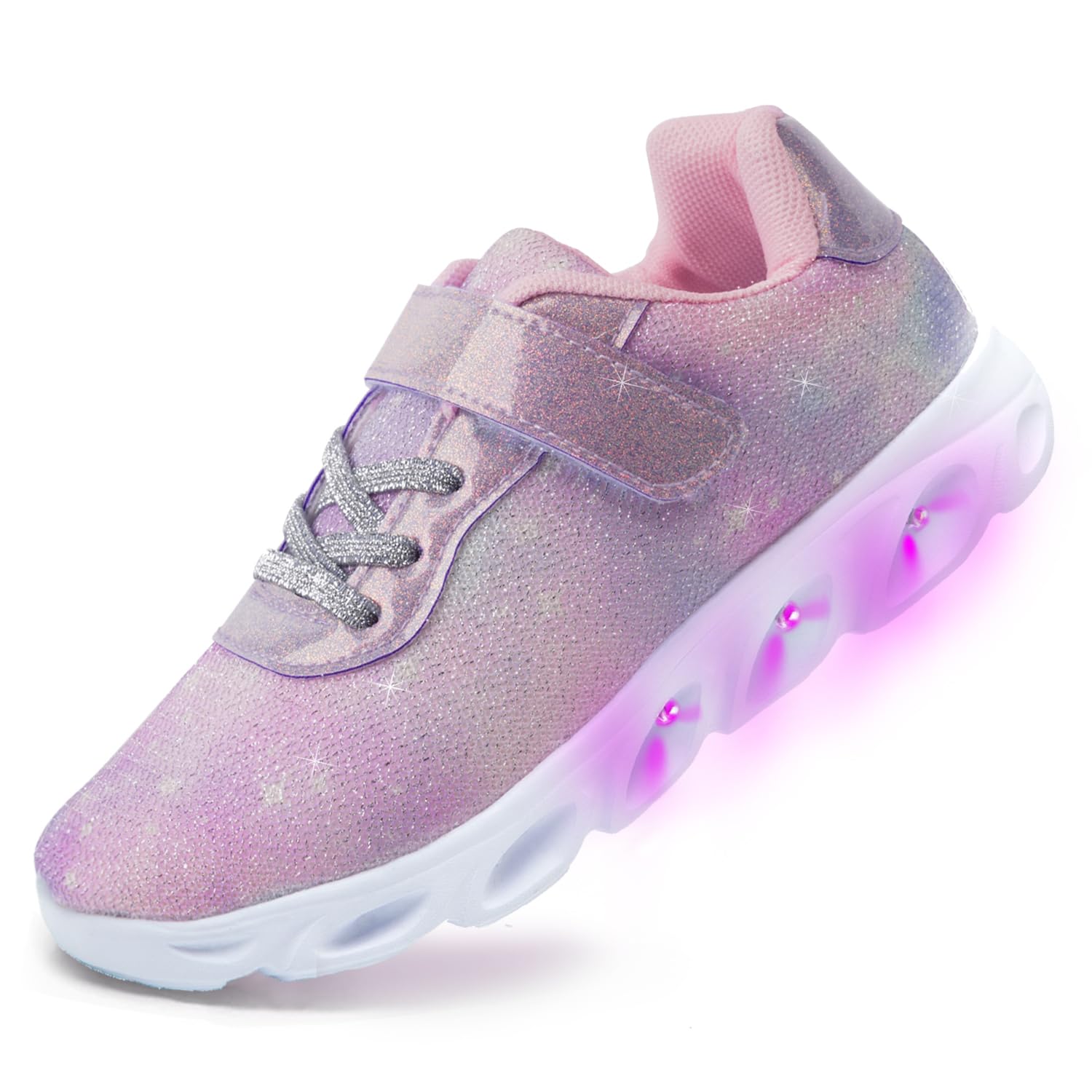 Toandon Toddler Kids Sparkle Breathable Lightweight Sneakers Light Up by Step