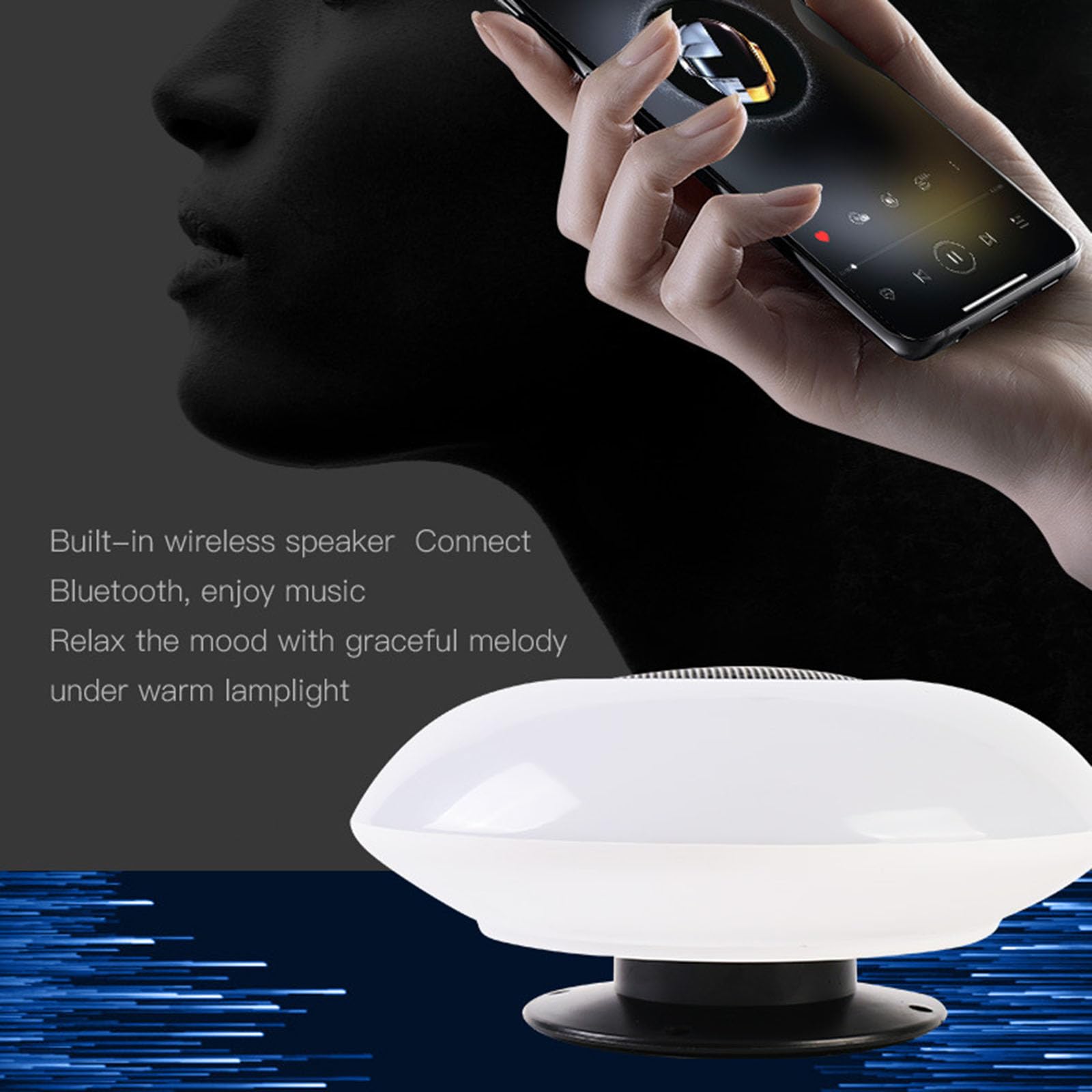 Luci per ombrellone 3 in 1 Altoparlante BT Radio FM LED Luci per ombrellone Ricaricabili Senza Fili con Telecomando 3000K Luce Calda e 6500K Luce Bianca per Tenda da Campeggio Patio