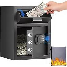 BlackSmith 2.0 Cuft Biometric Depository Safe for Business, Fingerprint Cash Drop Safe with Anti-Fishing Slot, Digital Keypad, Emergency Key & Smart Alarm, Heavy Duty Money Safe for Retail Store