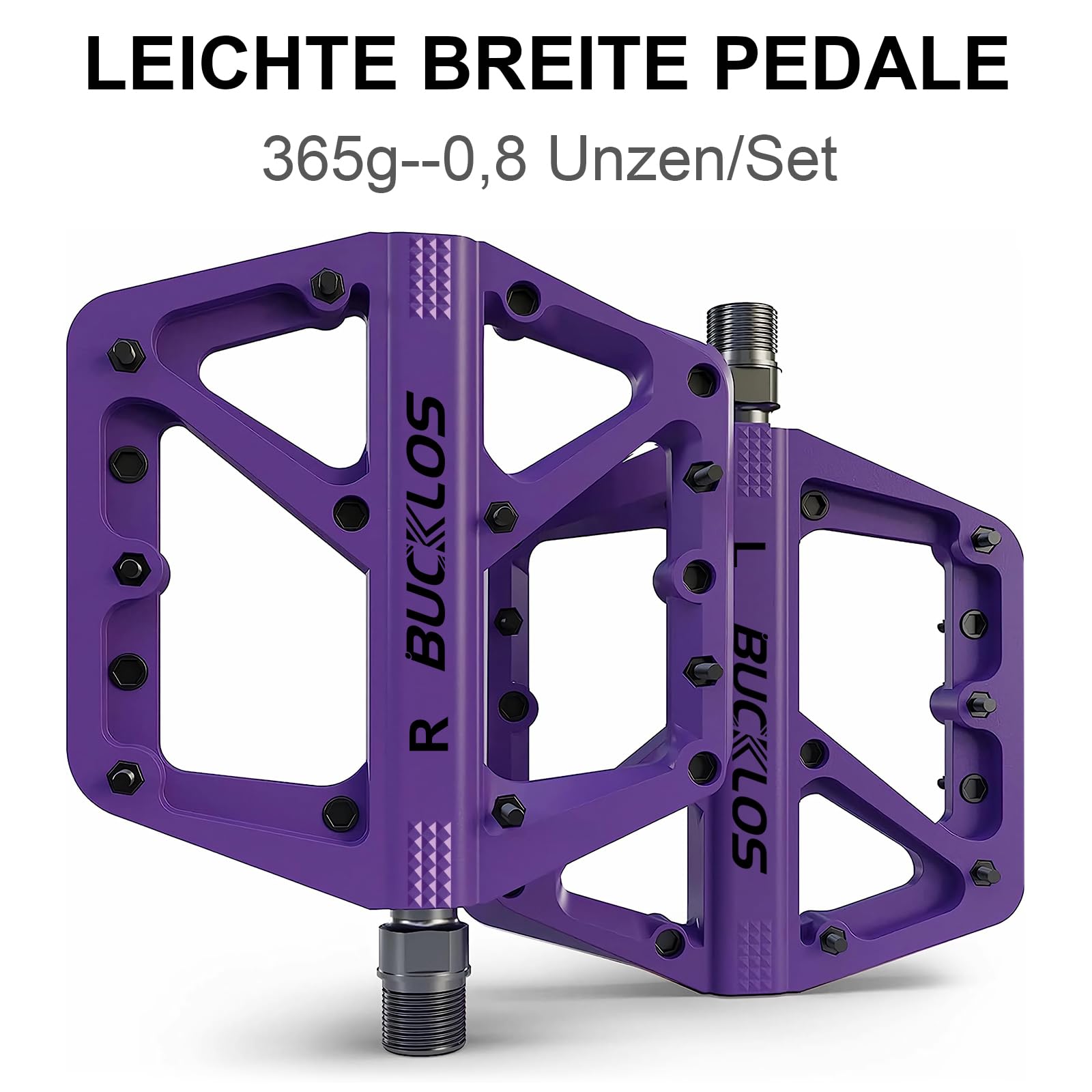 MTB-Pedale Flache Mountainbike-Pedale Rennrad Große Plattform Nylon rutschfeste Pedale für Erwachsenenfahrräder Gravelbike/Hybridrad 9/16 Zoll