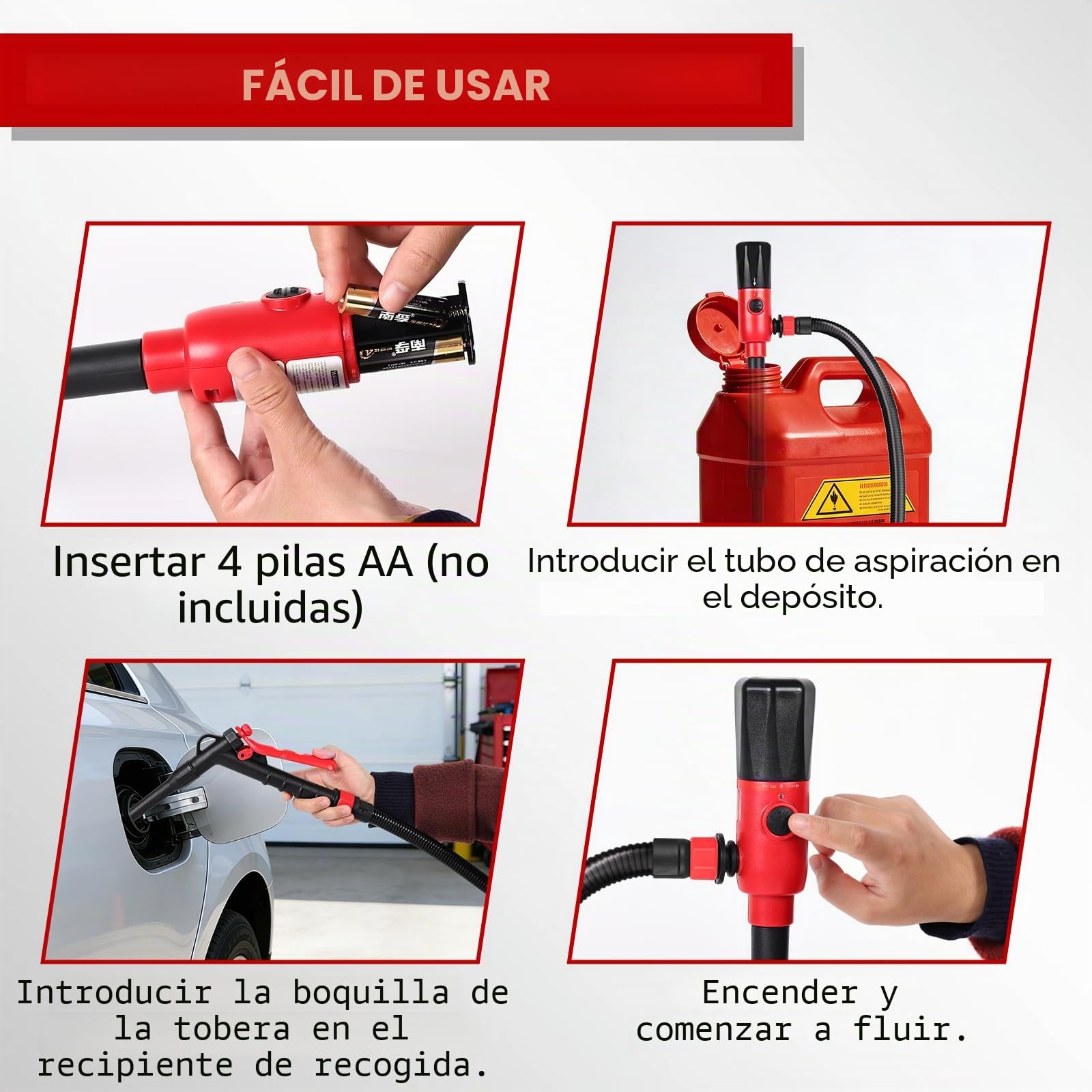Bomba de combustible eléctrica innhom 3.2 GPM (12 l/min), bomba de transferencia de líquidos, bomba de gasolina para gasolina y diésel, bomba portátil con manguera y control de flujo (negro)