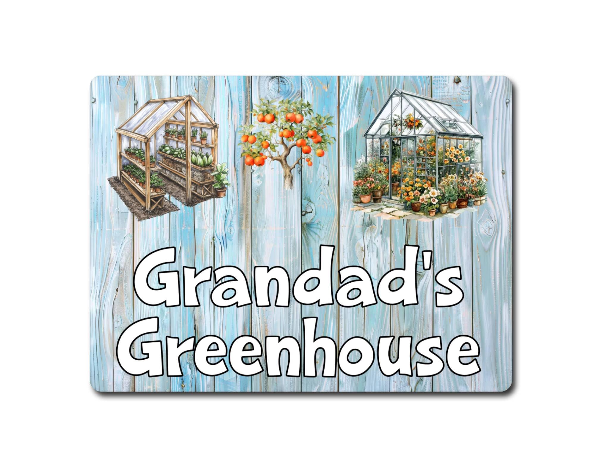 Decalarama Allotment Metal Sign Gift – Grandad's Greenhouse - Family Fun Home Garden Novelty Aluminium Present