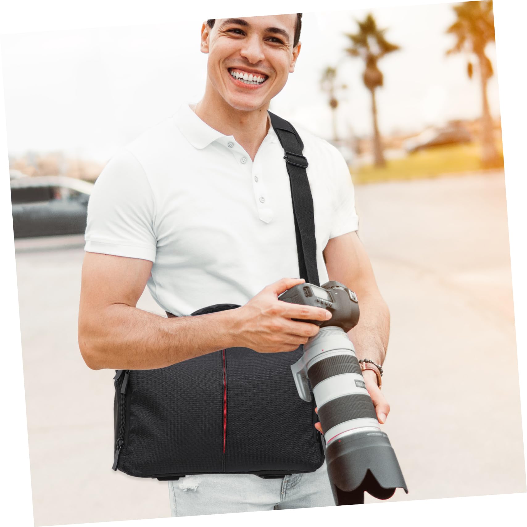 Abaodam Borsa per Fotocamera Reflex Nera in Nylon, Tracolla Regolabile