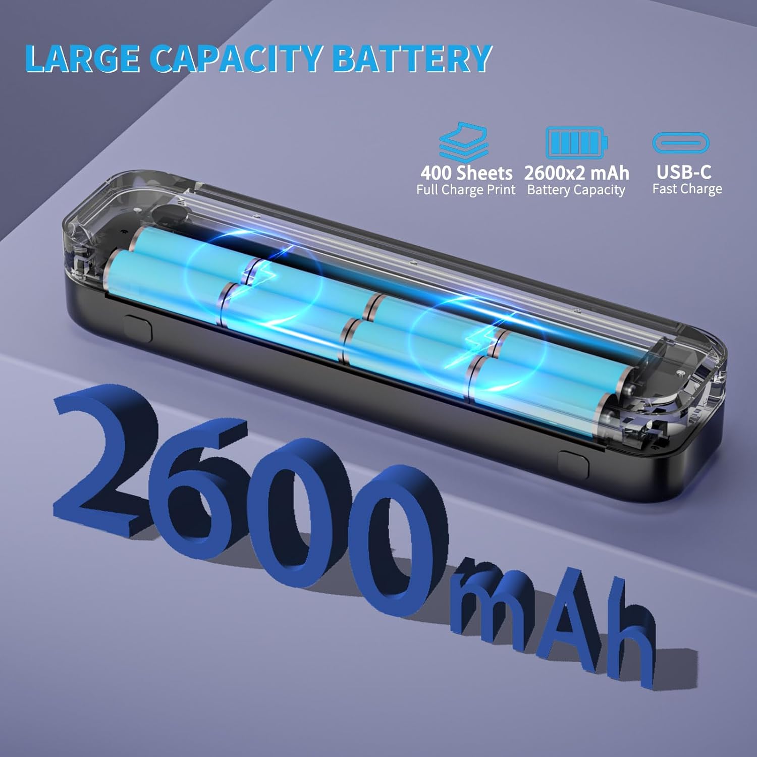 Portable Printer, Portable Printers Wireless for Travel, Inkless-Thermal-Small-Printer, Support A4&A5 & 8.5 x 11inch Thermal Papers, Support iOS, Android, Windows.