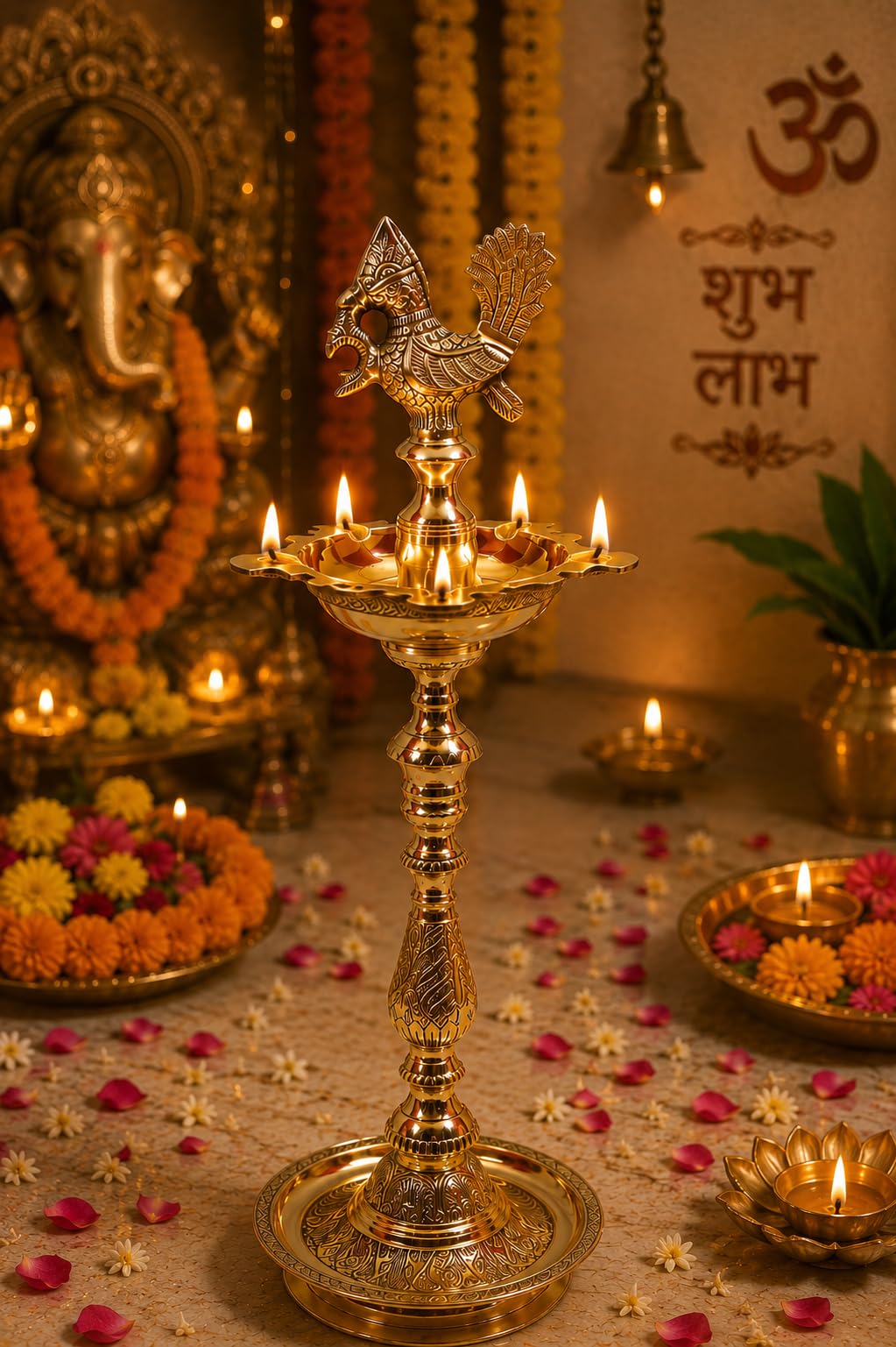 Brass Mahabharat Diya - Traditional Indian Lamp -2