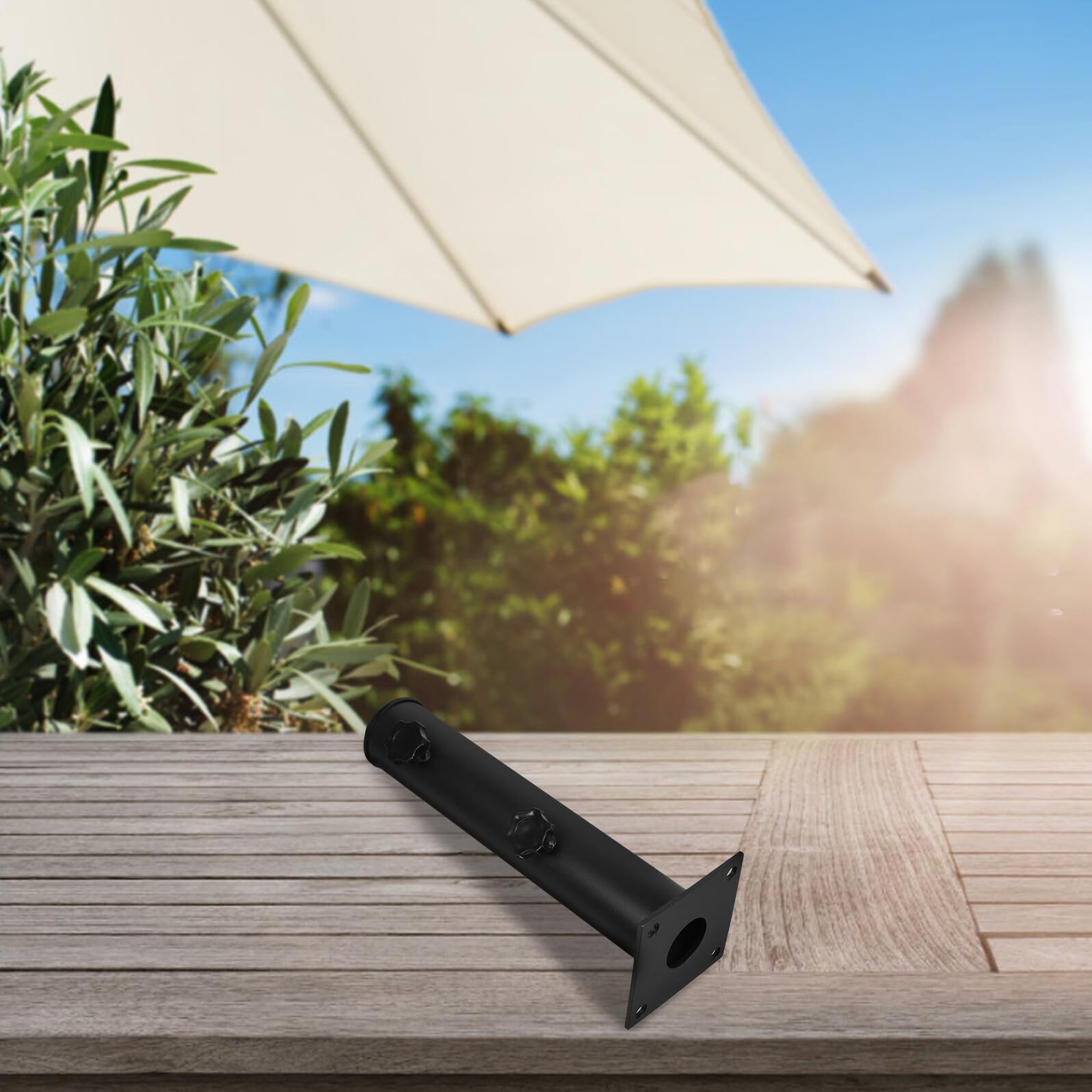 MAGICLULU Base Portaombrellone da Esterno in Ferro Spesso 10x10x30 Cm con Viti, Supporto Regolabile per Ombrelloni da Giardino e Spiaggia, Resistente alle Intemperie, Adatto per Terrazza
