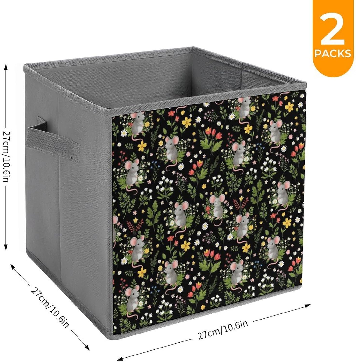 Foldable Storage Box with Handles Goth Gothic Moon Cute Mushroom, Durable Collapsible Cube Bin for Organizing Toys, Books, Clothes, Versatile Home & Office Solution