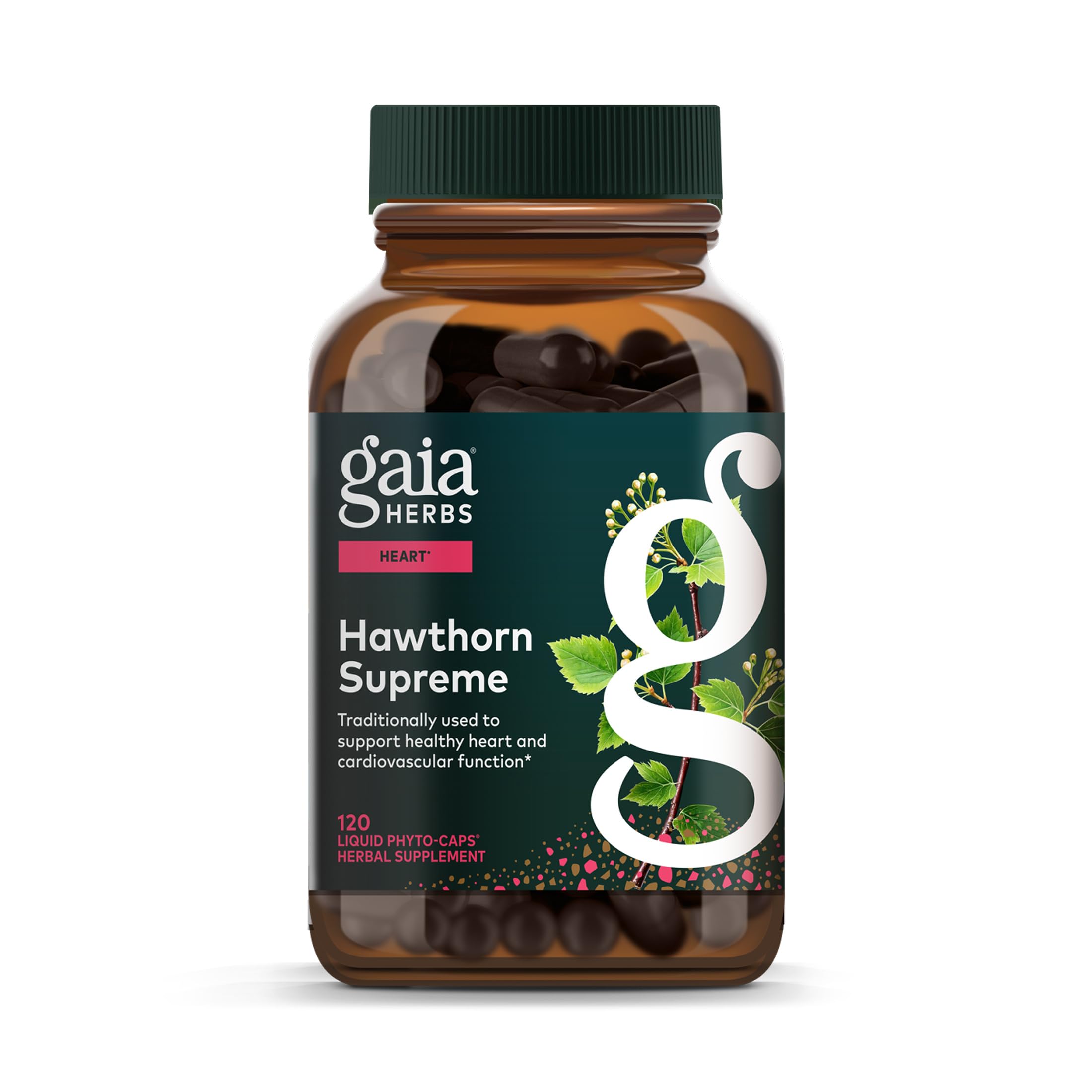 Gaia Herbs Hawthorn Supreme - Hawthorn Berry Supplement - with Herbs Traditionally Used to Support Heart Health* - 120 Vegan Liquid Phyto-Caps (120 Servings)