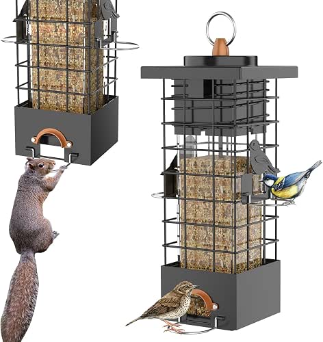 Metal Squirrel Proof Bird Feeder for Outdoors Hanging Gravity Protection
