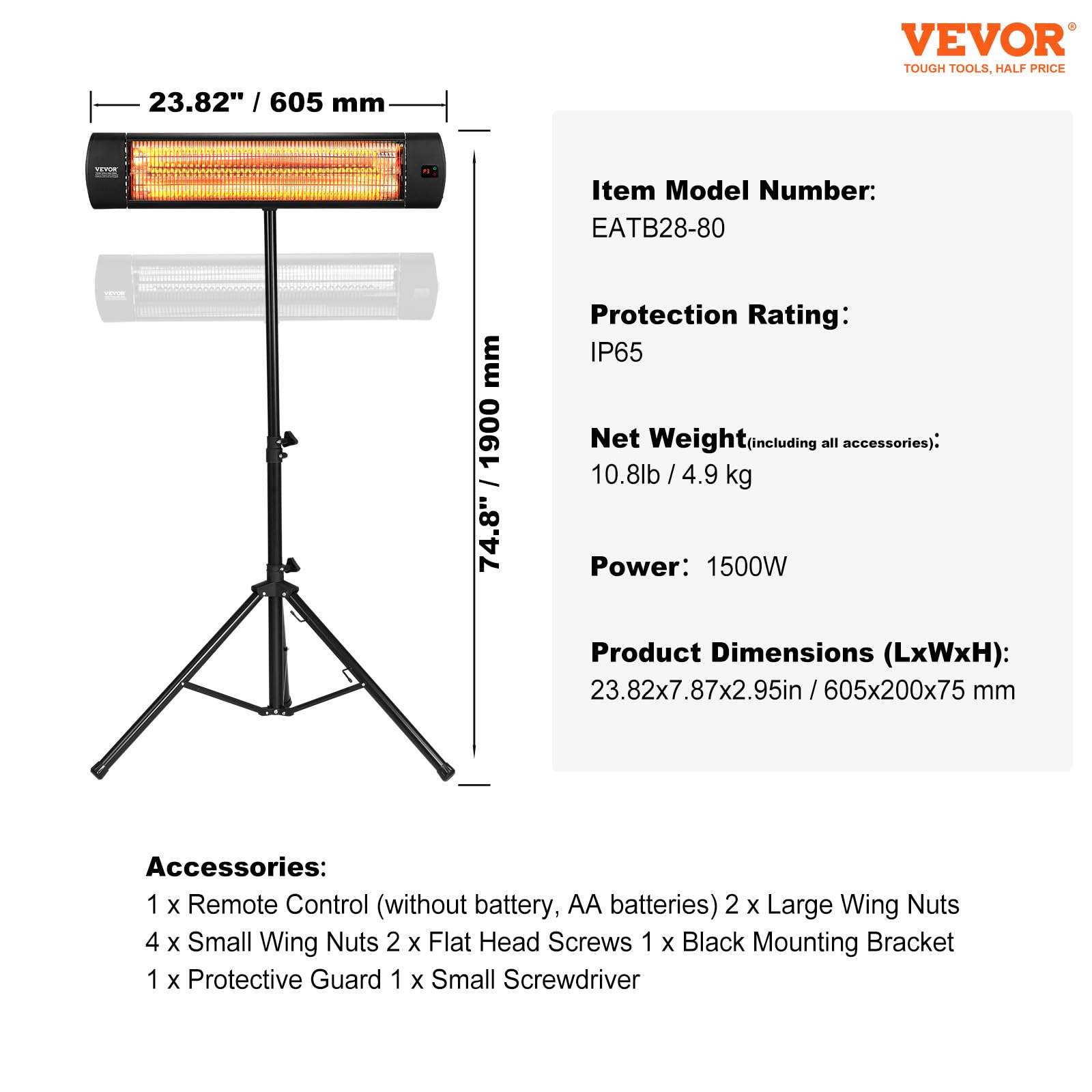 VEVOR Infrared Heater: Powerful & Quiet Space Warmer -7 VEVOR Infrared Heater: Powerful & Quiet Space Warmer -7