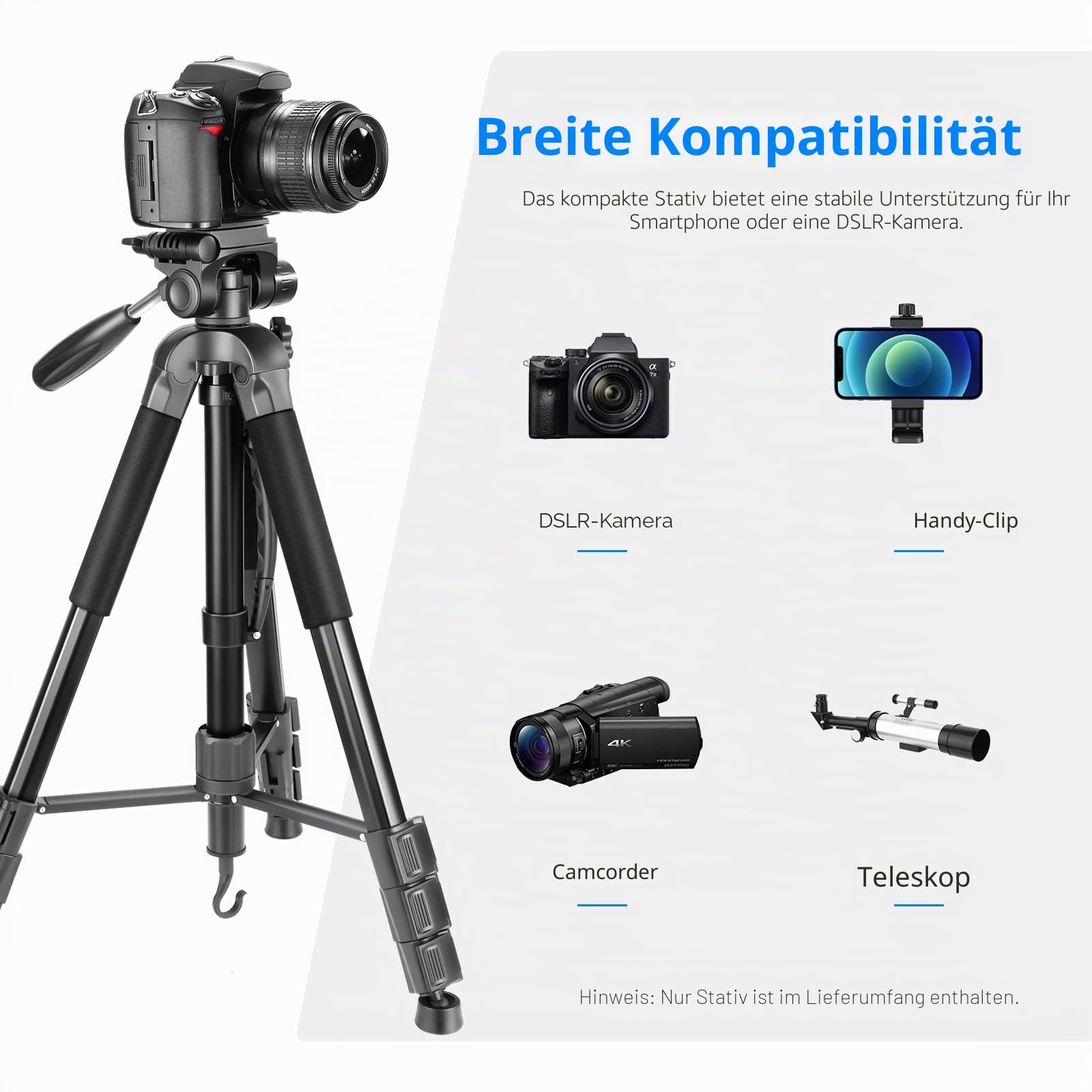 Neewer Tragbarer 177cm Aluminium Legierung Kamera Stativ Einbeinstativ mit 3-Wege-Drehgelenk Pan Head für DSLR-Kamera schwarz – Bild 6