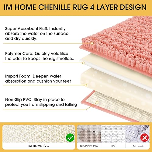 Miniatura 5 de ACCUMTEK - Tapete de felpilla para baño, ultra suave, grueso y absorbente, antideslizante, para baño, dormitorio, cocina, ducha, bañera, de 59 x 20