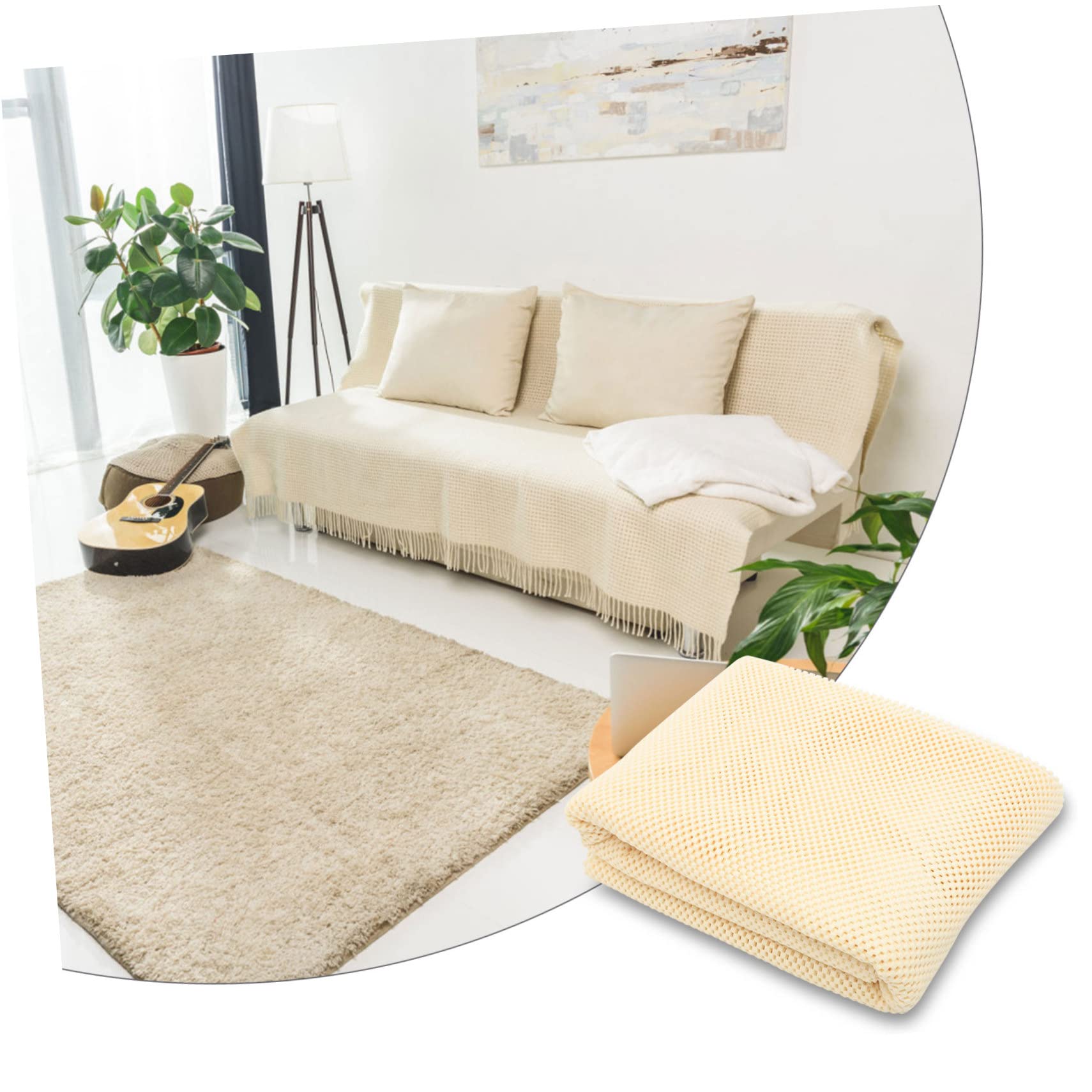 ABOOFAN Rete Antiscivolo per Tappeti e Divano in PVC, Tappetino Beige Ispessito, Multifunzione, Delicato sulla Superficie, per Casa e Ufficio | Uso Casa e Ufficio, Applicazione Multiuso su Tappeti e Superfici Lisce, Formato Griglia Flessibile