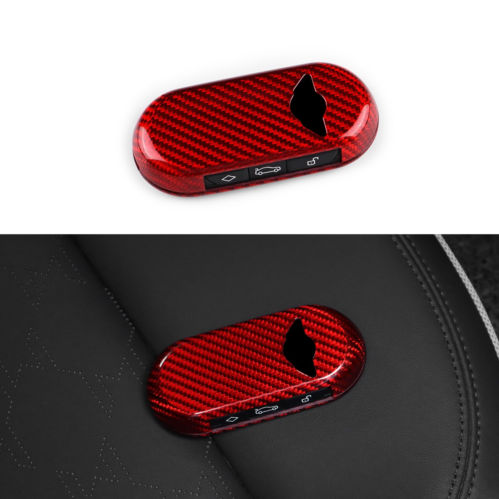 FXETRNL Key Case for MINI (2024 2025) J01 J05 U25 F65 F66 F67 2024-2025 Hard Carbon Fiber Cover - Red
