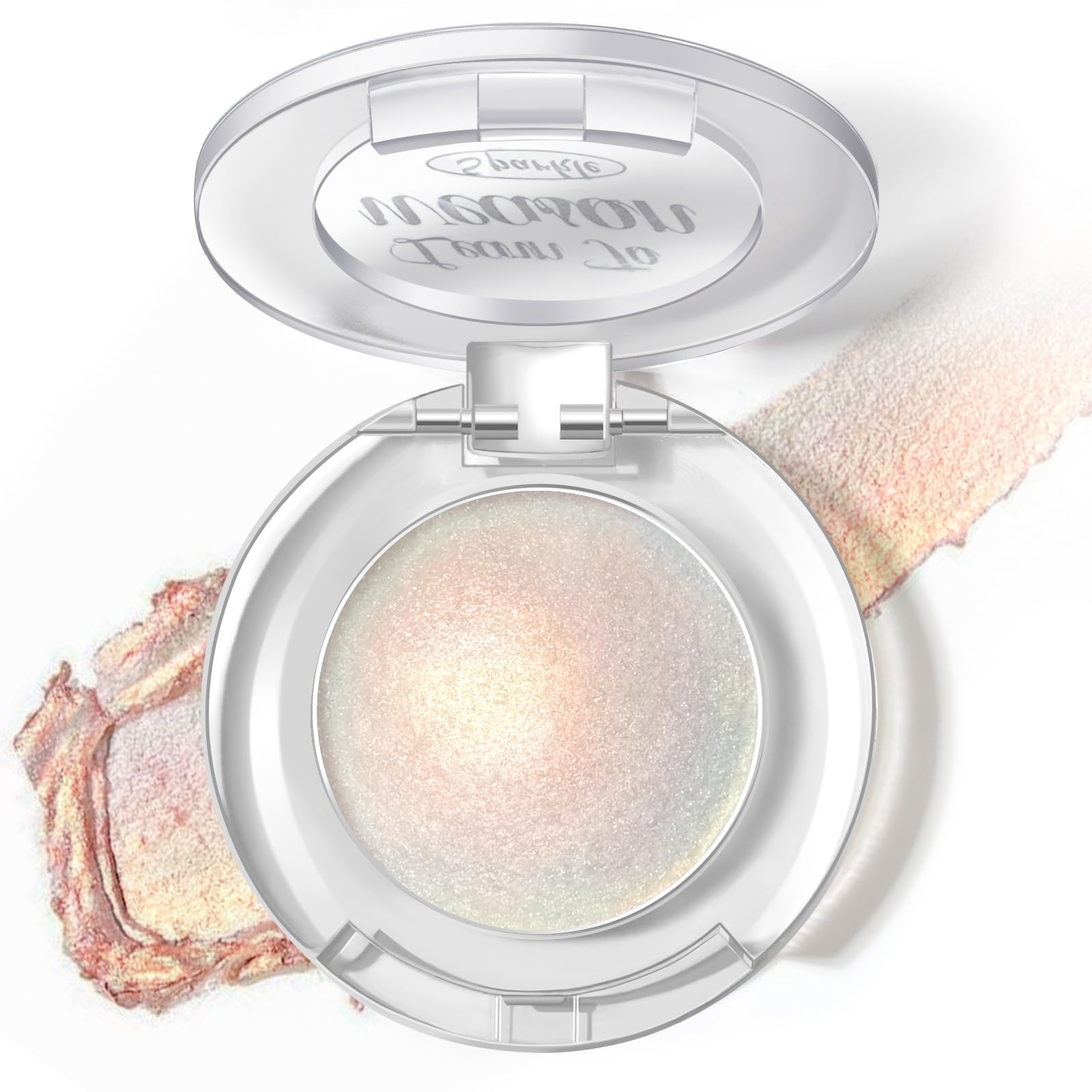 HOSAILY Holographic Duochrome Champagne Glitter Eyeshadow, Color Shift Shimmer Single Eyeshadow Palette, Chameleon Sparkle Inner Corner Eye Highlighter, Iridescent Eye Shadow Palette Fairy Makeup#01