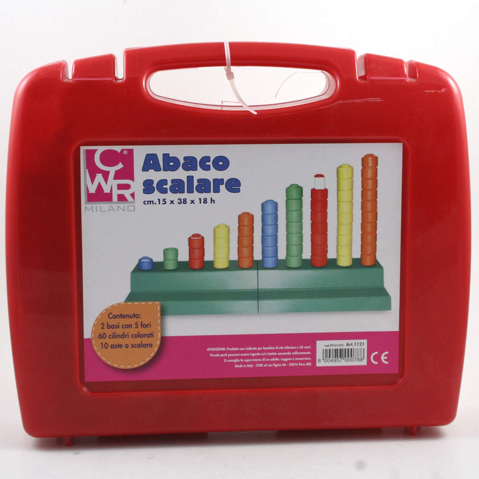 Abaco multibase scalare 10 aste con 2 basi insegnamento matematica sussidio didattico scuole elementare 60 pezzi 1-4-6-10 in plastica e con valigetta