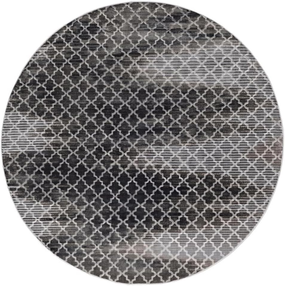 Linon RUGEV068R Evolution Collection Evolution Trellis Zig Zag Gray, 8' Round