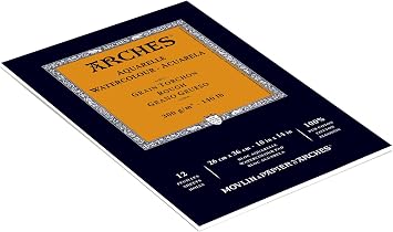 Arches Watercolor Pad, Rough Finish, 140 Pound, 10 x 14 Inch, Natural White, 12 Sheets
