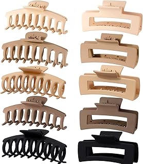 8 Pack Large Hair Clips,Claw Clips,FDBJulyy 4.3" Hair Clips for Women & Girls,2 Styles 4 Colors Strong Hold Matte Claw Hair Clips for Women Thick Hair & Thin Hair, 90's Vintage Claw Clips