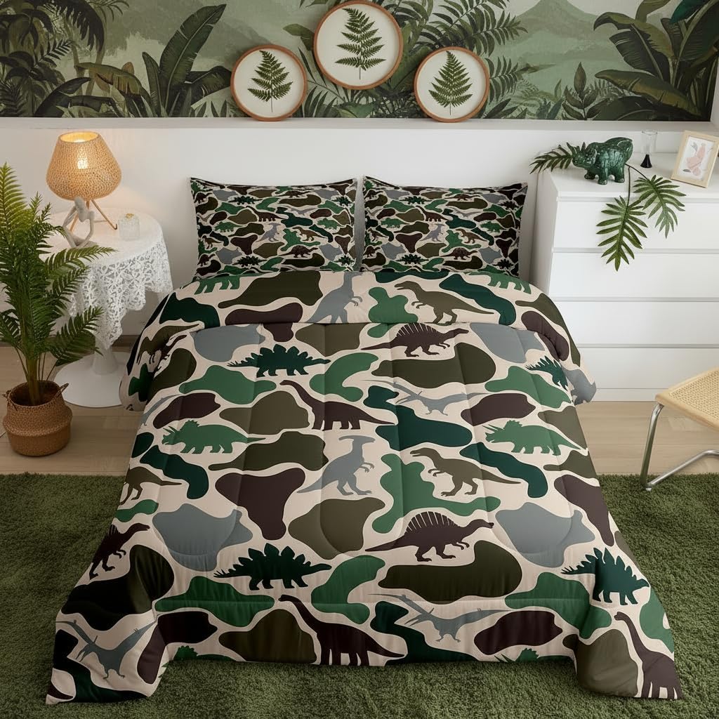 Hunting and Fishing Comforter Set Queen Size for Men Adult,Wild Duck Bass Fish Bedding Set 3Pcs,Nature Lake Animals Quilt Set Kids Teens Room Decor,Rustic Vintage Duvet Insert,2 Pillowcases
