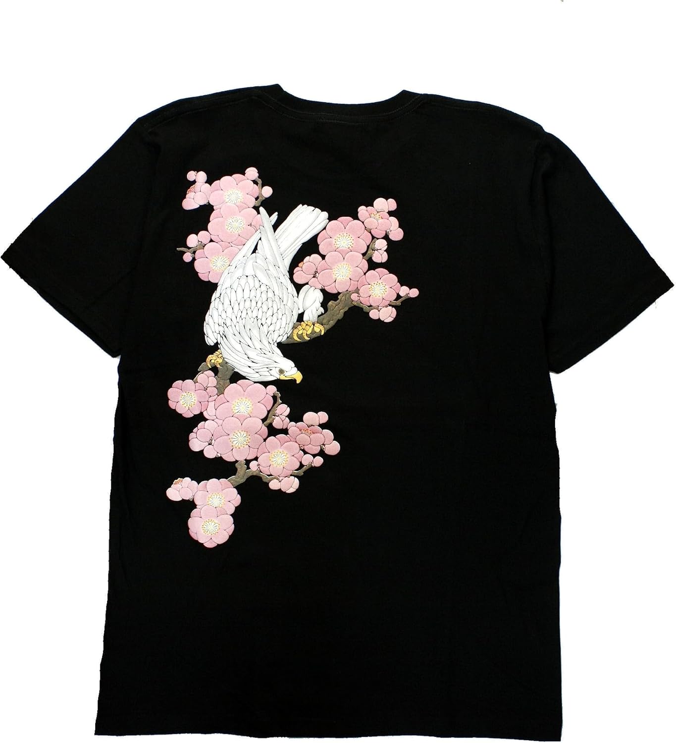 Amazon | [むかしむかし] 和柄 Tシャツ 半袖 鷹梅 S ブラック