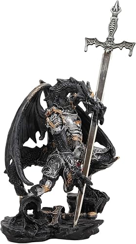 Miniatura 2 de Ebros Gift Dragón fantasma elemental de piedra sintética con armadura de batalla y espada larga abrecartas estatua para el hogar y la oficina, mesa
