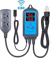 Vista 2 de Inkbird Controlador de humedad digital Wi-Fi IHC-200, enchufe doble precableado, humidistato para cultivo de hongos, curado de carne, reptiles
