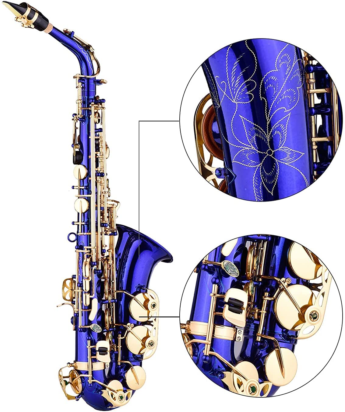 Amazon.com: BLHKBAIKBN Brass Engraved EB E-Flat Alto Saxophone Sax