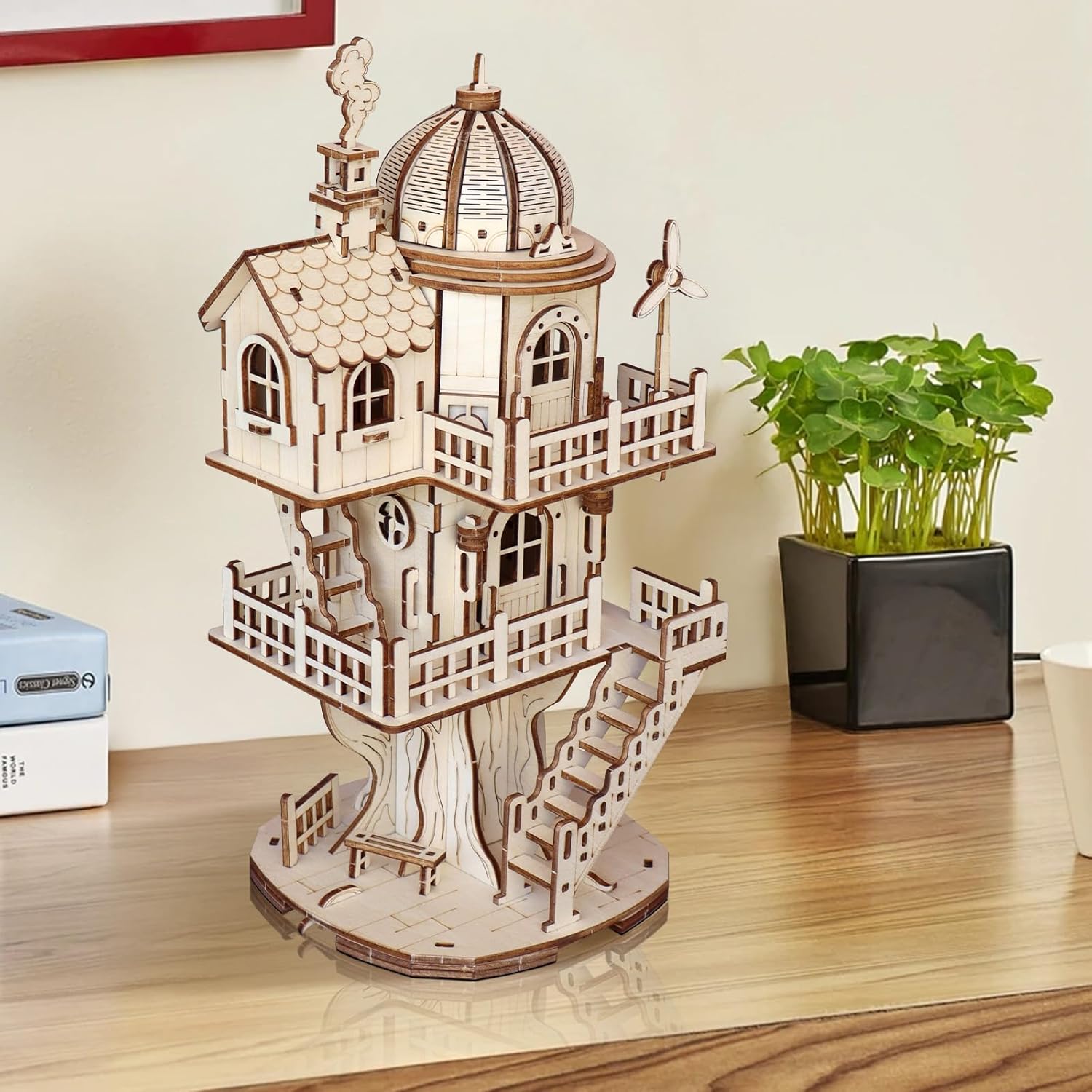 3D Wooden Puzzle for Adults, DIY Circular Treehouse Model, Creative Assembly Model Building for Adults, DIY Assembly Puzzle, Woodcraft Kit for Christmas Day