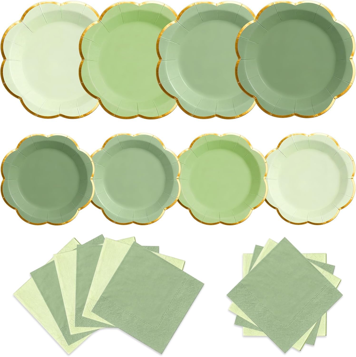 OuMuaMua 60 Pack Disposable Green Party Paper Plates and Napkins