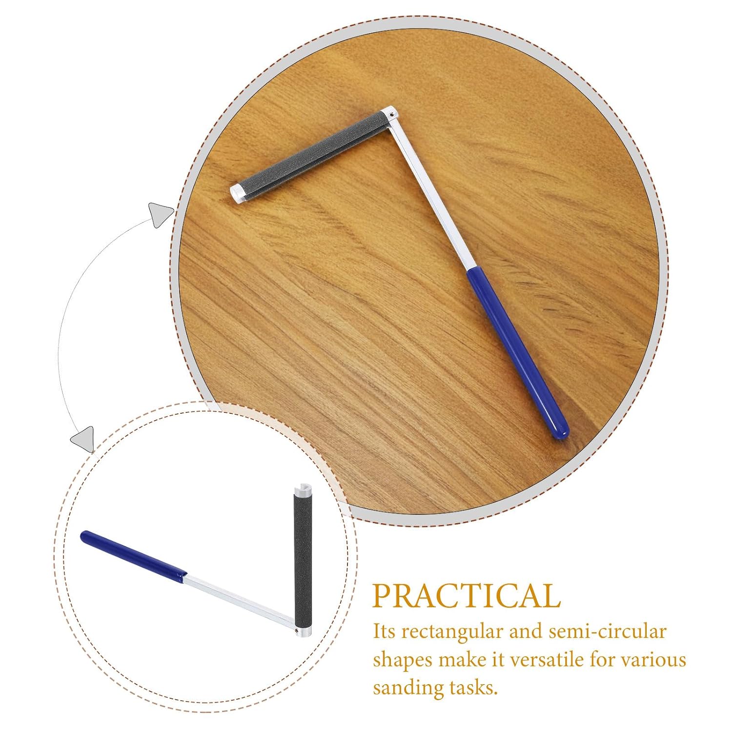 Handheld Sandpaper Holder with Semicircular Clamp Large Plastic Handle Sanding Stick for Guitar Polishing and Craft Buffing Accessories