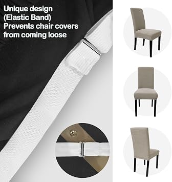 Zindoo Super Stretch Dining Room Chair Covers Jacquard, Set of 4, Camel