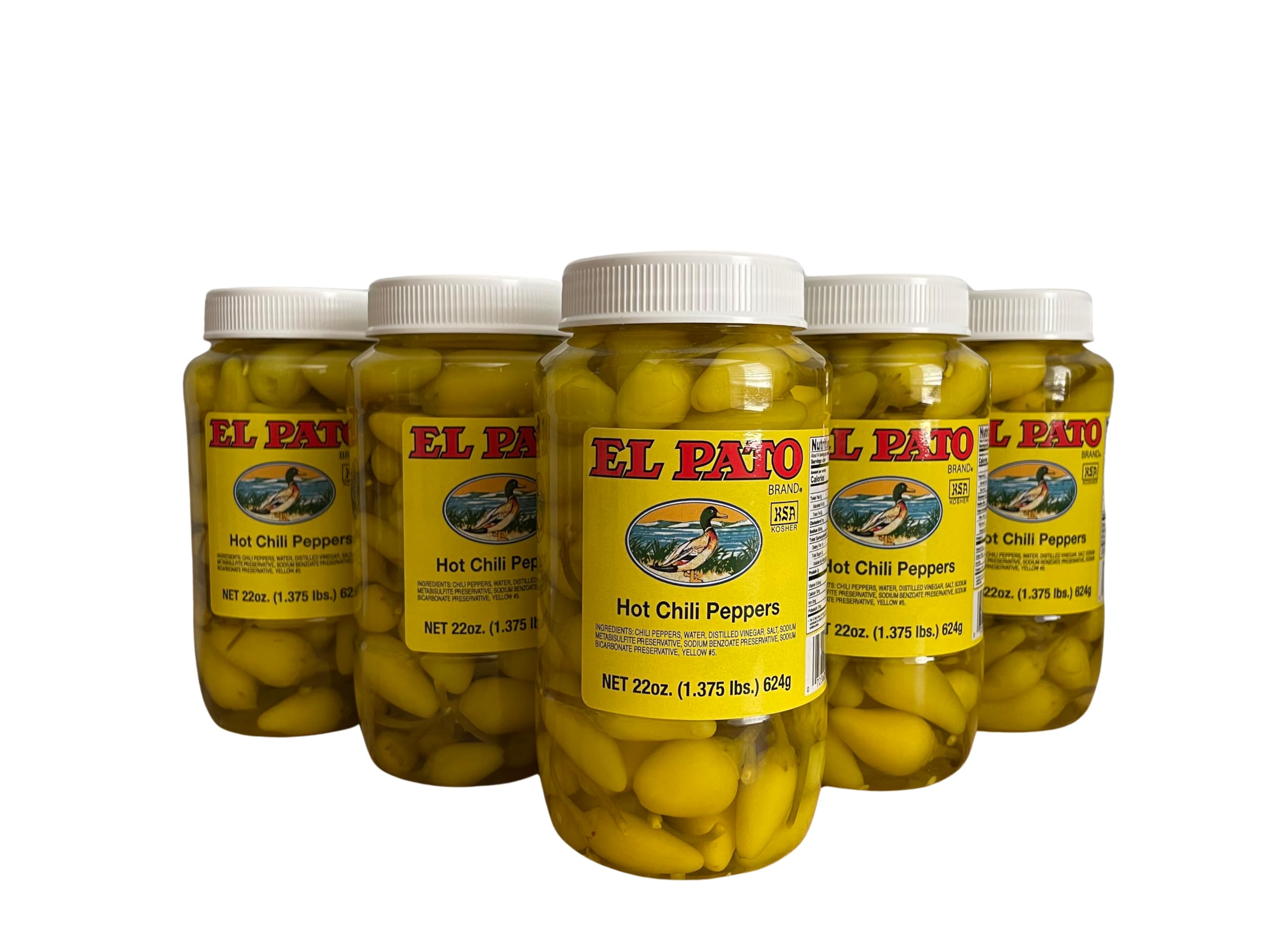El Pato Hot Chili Peppers, 22oz, (Pack of 6)