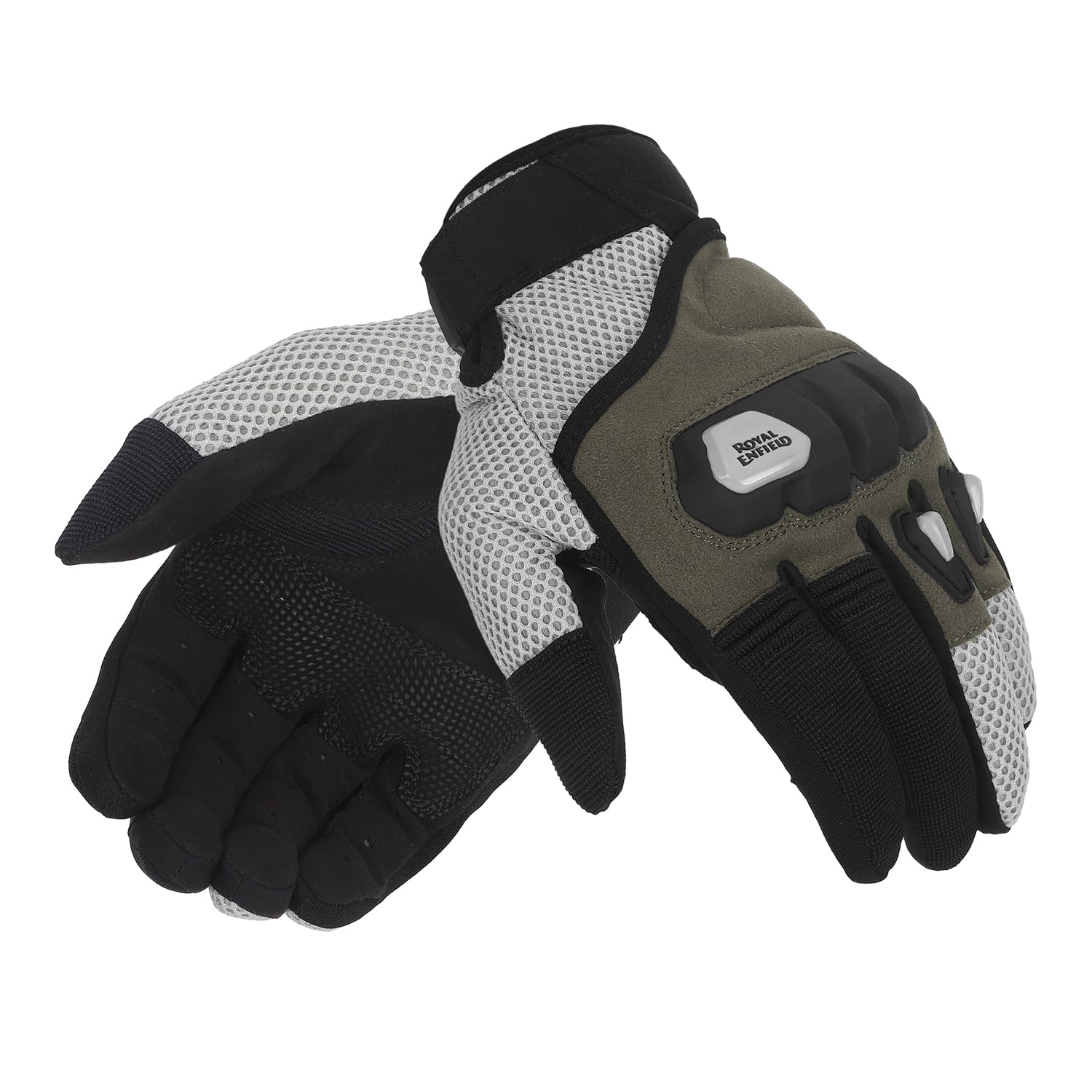 Royal Enfield Rambler V3 Cycling Riding Gloves|TPR Knuckle Protectors for Protection Against Impacts and Abrasion|100% Polyester Air Mesh|Poly Stretch Fabric for Comfortable Fit Olive 2XL 24Cm-image-8