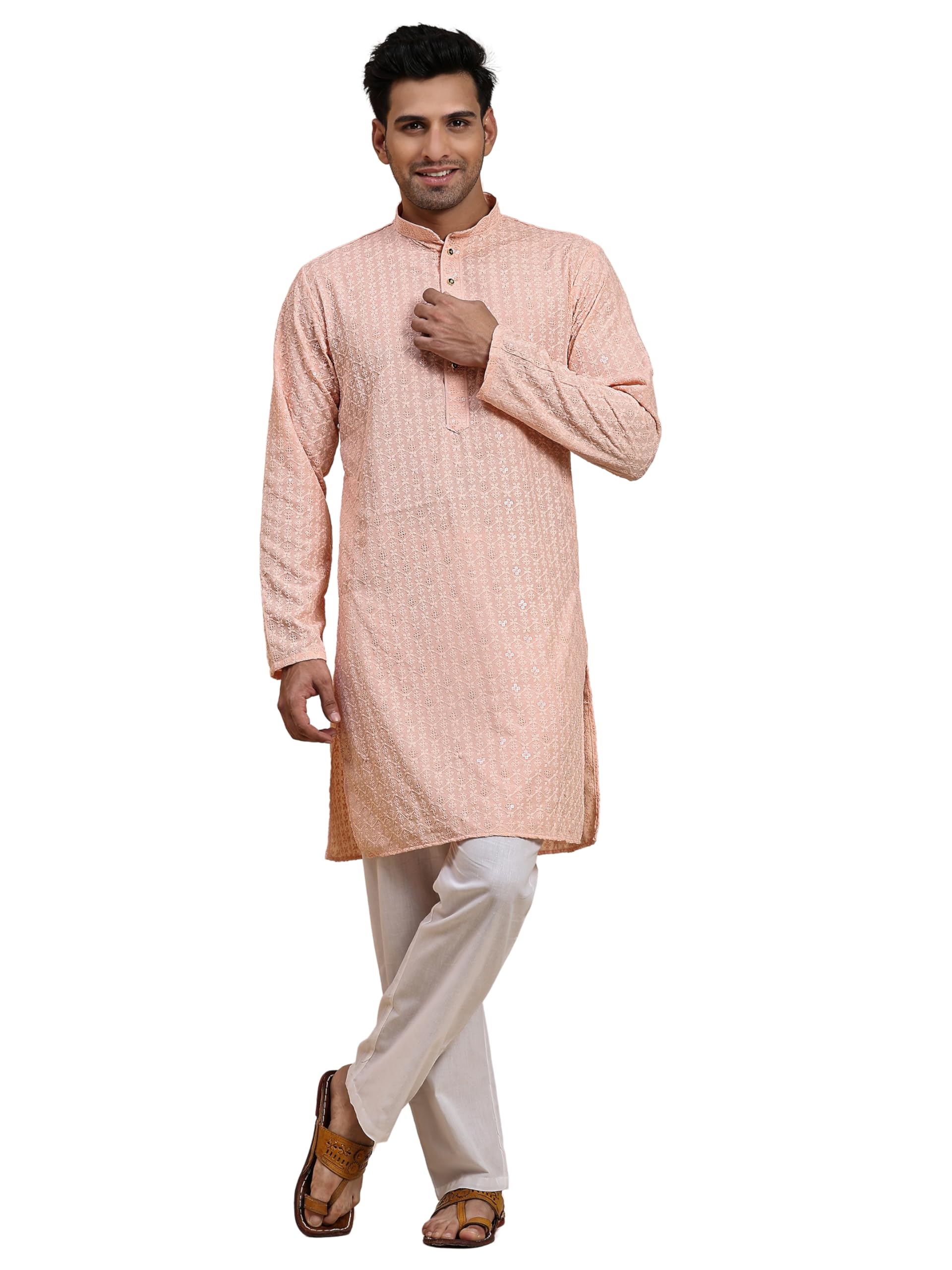 pro-ethic style developer Men's Sequin Embroidery Print Cotton Kurta Regular Outfit for Men (K-117)-picture-24