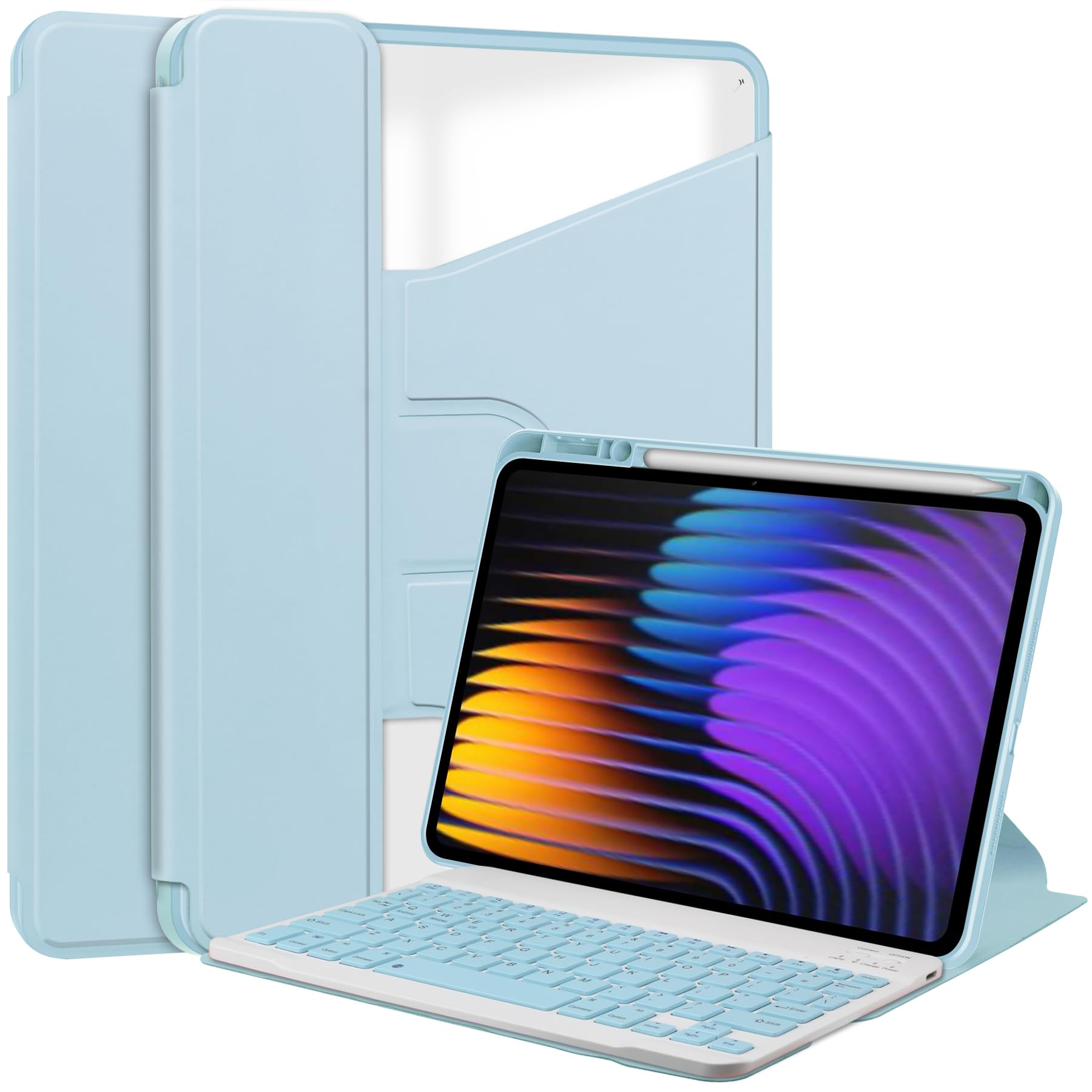 Étui clavier pour Xiaomi Pad 7 Pro avec support rotatif bleu - 8