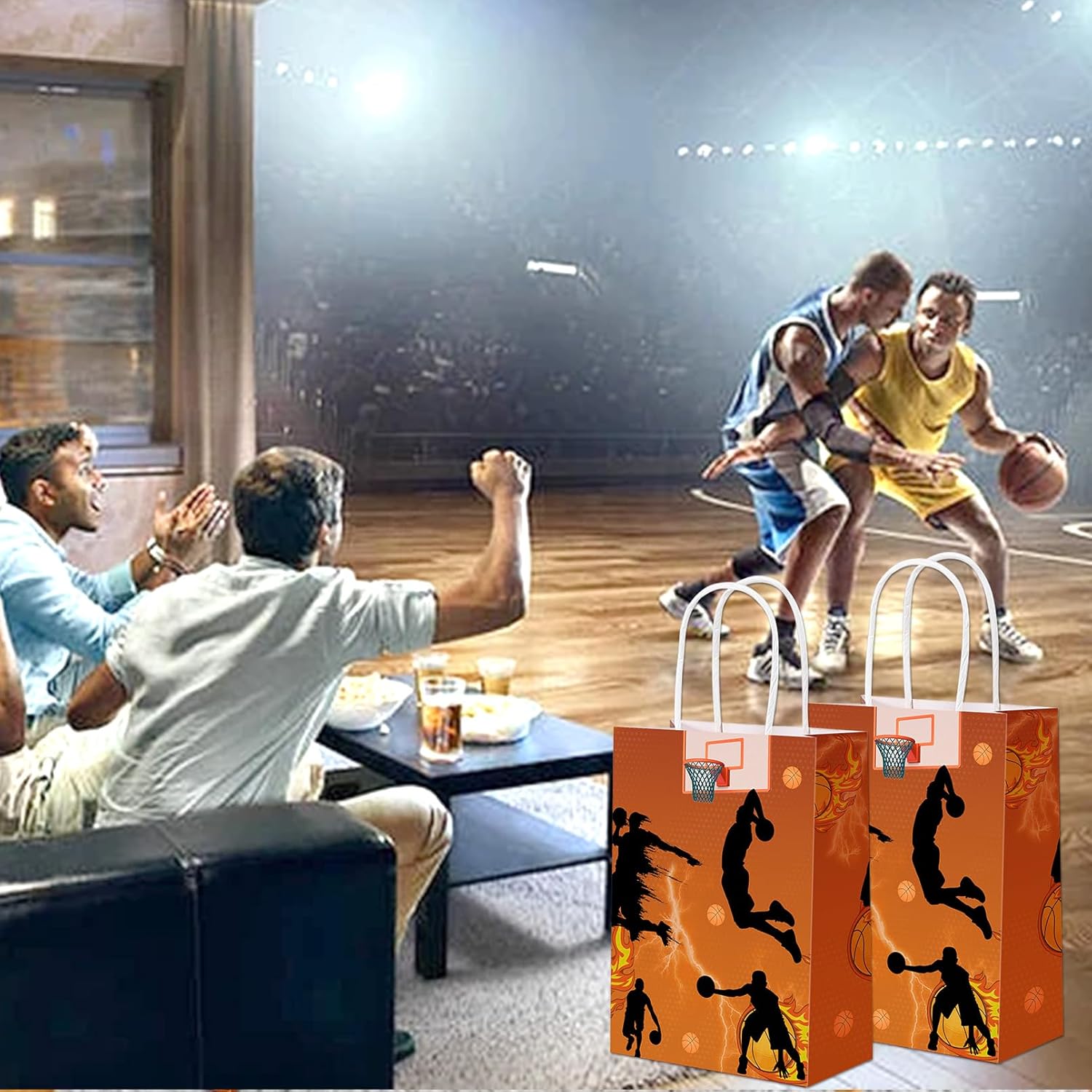 IJRPLM 24 Pcs Basketball Goodie Bags, Gift Bag with Handles, Candy Treat Snack Paper Bag, Basketball Party Favor Bags for Birthday Party Supplies Sports Parties Decoration, Style 1 - Image 7