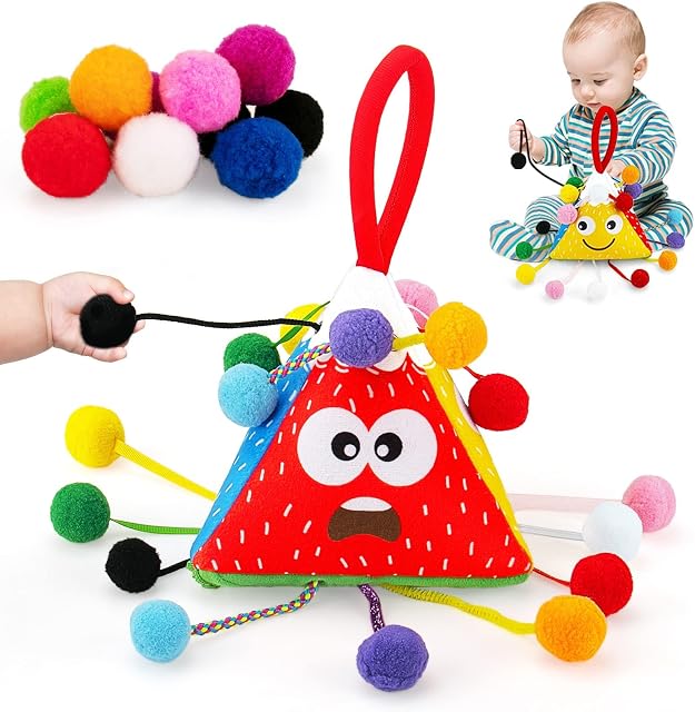 Sensory Toys for Babies Fine Motor Skills,Developmental Montessori Toys for Babies 6-12 Months,Sensory Pull String Baby Toys for Boys Girls Birthday Travel Gift-with a Activity Bag and 10 Play Balls