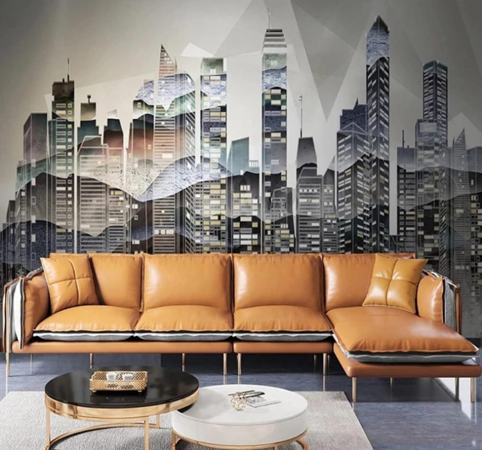 XLMING Minimalist Abstract Ink Urban Architecture Patterns 3D Wallpaper Luxury Silk Study Dining Feature Sofa Grey Bedroom Living Room Tv Decorative Wall-150cm×105cm