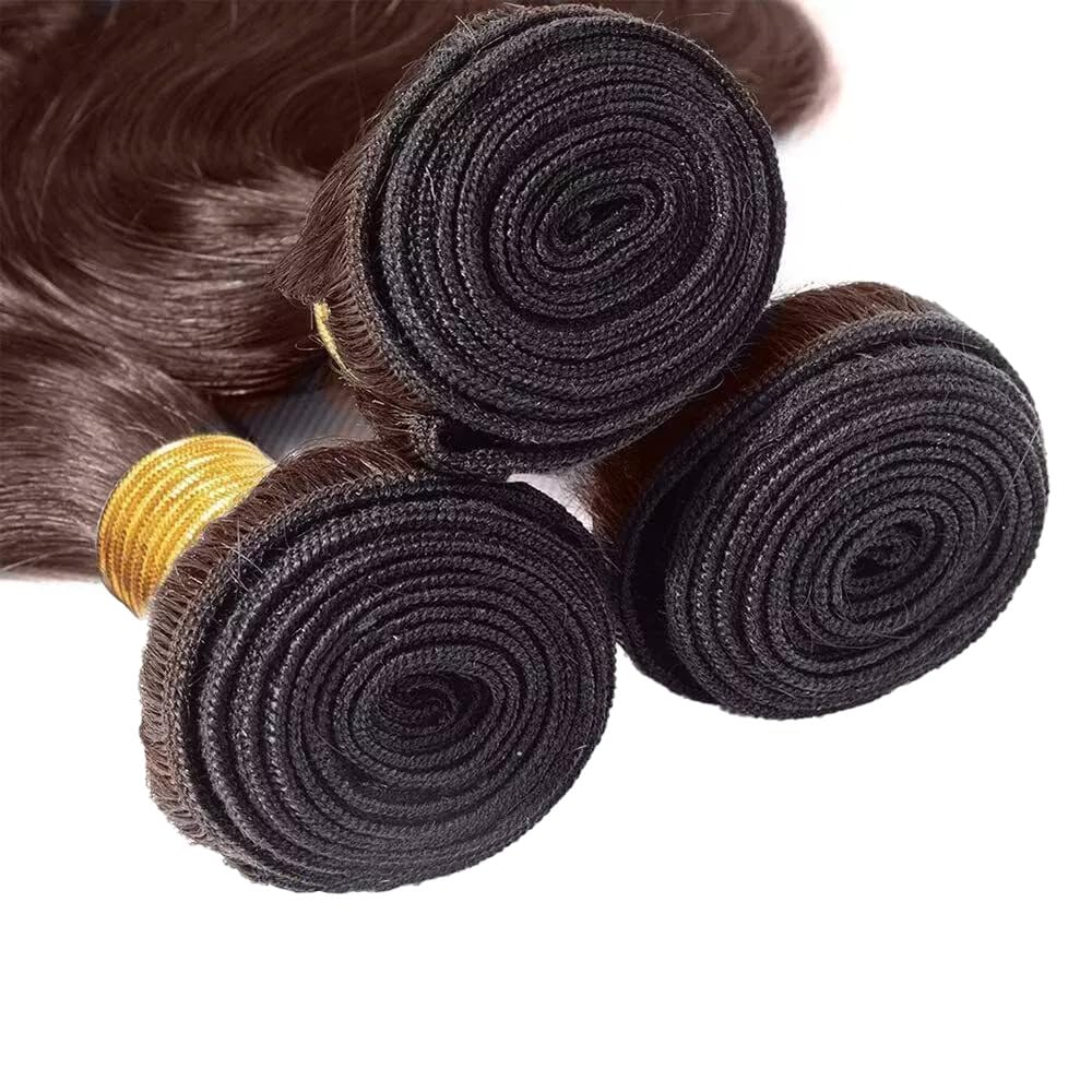 Color #4 Straight Dark Brown Bundles Human Hair #4 Chocolate Brown Bundles Straight Weave Brazilian Hair Extensions Double Weft for Black Women 22/24/26 Inch