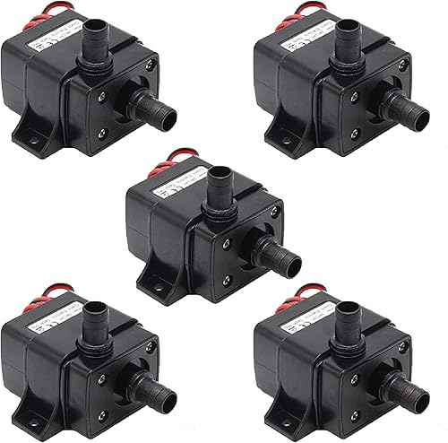 Paquete de 5 bombas de agua sin escobillas de 12 V CC - Bomba ultrasilenciosa de alto flujo de 240LH 4.2W con cabezal 3M para
