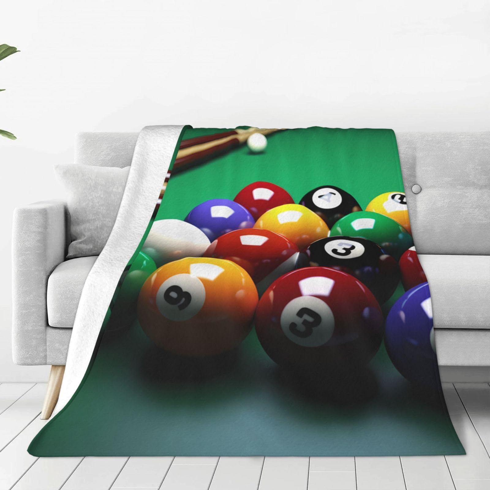 KLOPH Billiards Throw Blanket 40"x30" Flannel Fluffy Warm Blanket for Couch, Reversible Plush Blankets for Bed, Comfy Fuzzy Blanket for Sofa, Plush Lightweight-Blankets for All Season