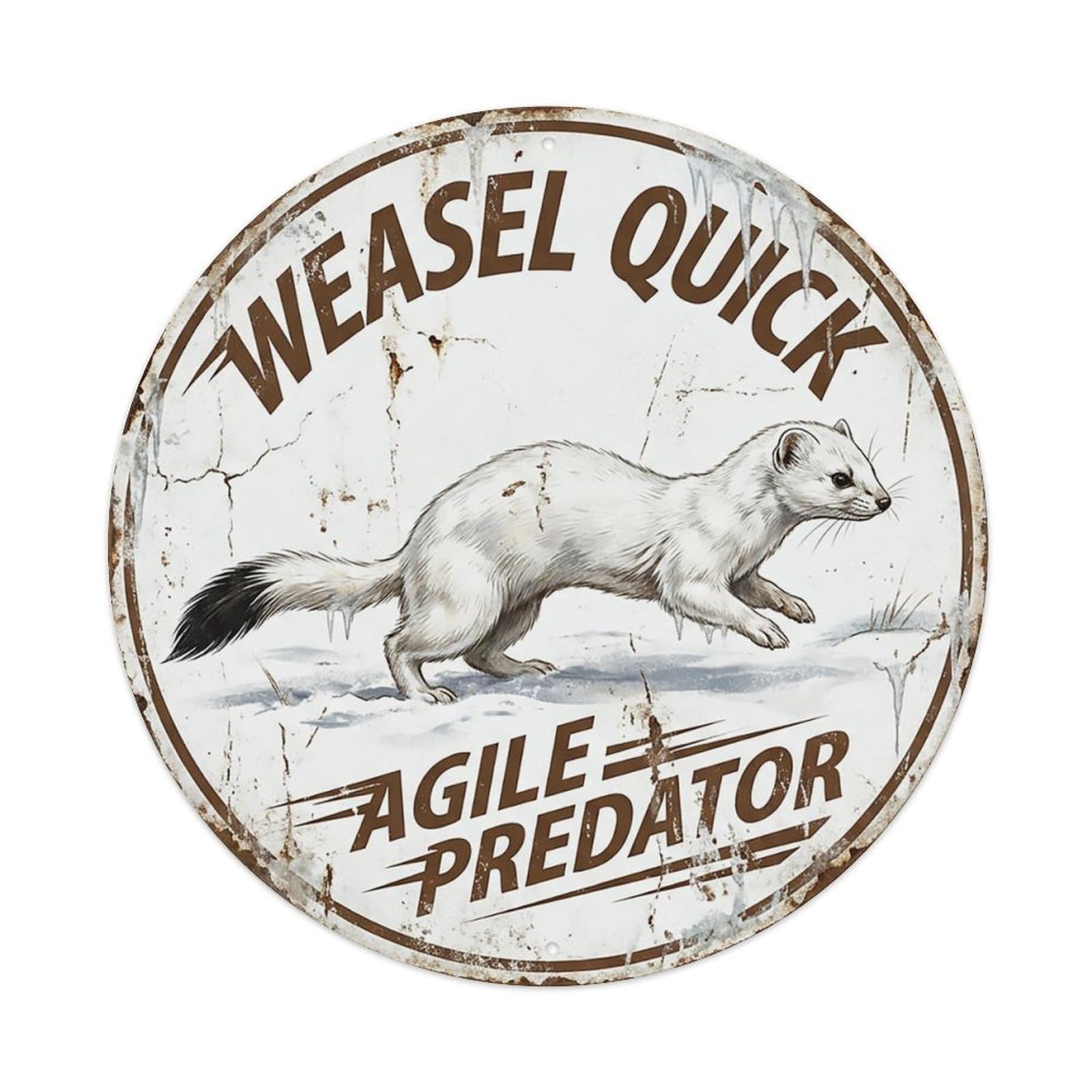 Cxhjca 8X8inch(20X20cm) Weasel Quick Agile Predator Metal Tin Sign