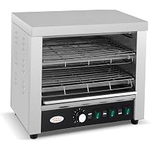 HAKKA Electric Salamander Grill, 3150w Quartz Pipe Electric Baking Oven 2-Layer Stainless Steel Salamander Broiler Oven for BBQ, Pizza, Steaks