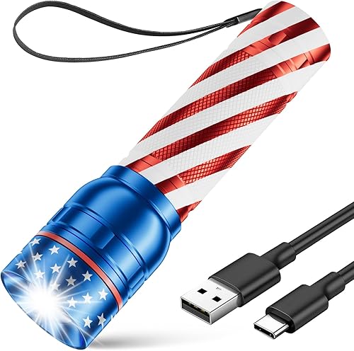 Linterna recargable, 1 unidad, luz brillante de grado militar, altos lúmenes con enfoque ajustable y 3 modos de iluminación, linterna LED portátil